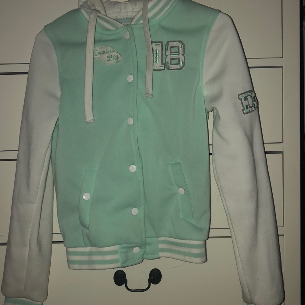Delia’s Mint Dream Big Varsity Jacket
